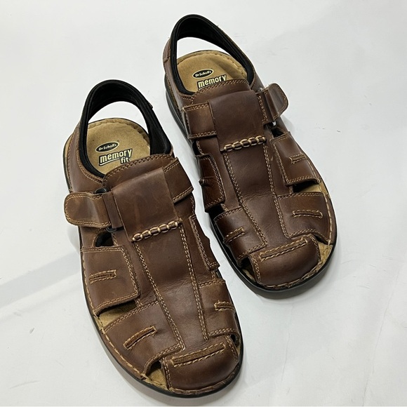 DR SCHOLLS Men’s Size 11M Memory Fit Brown Leather hook and loop Sandals main image 5